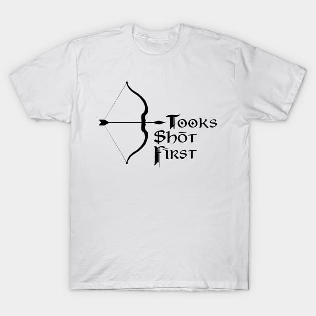 Tooks Shot First T-Shirt by Laura Beth Art